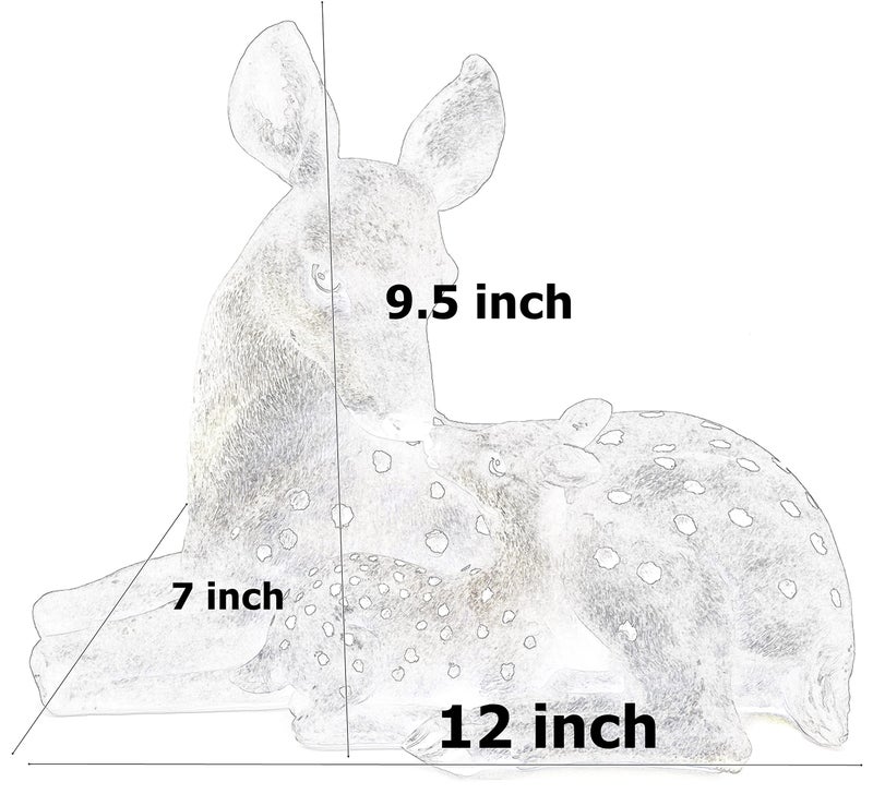 Bellaa 23493 Deer Statues Realistic Buck Stag Reindeer with Baby Animal Outdoor Sculpture Garden Yard Lawn Ornaments Figurine Model Art Craft Indoor Vintage Love Decor 12 inch - Image 5